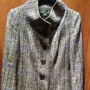 HILTON HOLLIS Button Front Tweed Coat Blazer 0